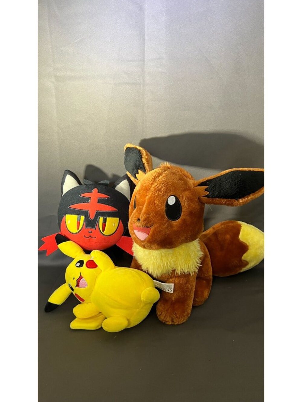 Pokemon Pikachu Litten & Build-A-Bear Eevee Plush Set Cute Collectibles
